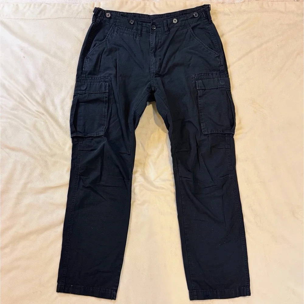 MNML Black Ripstop Cargo Pants 33 Tactical Utility Streetwear Adjustable Waist
